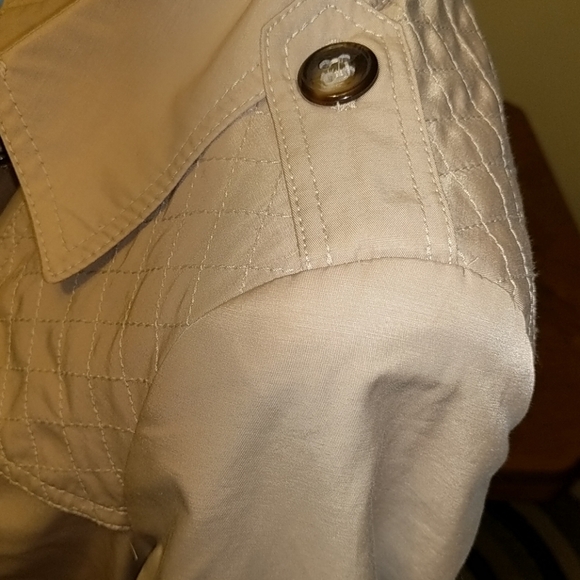 DKNY Khaki Lined Trench Coat (Short) Belted sz S - Picture 4 of 8